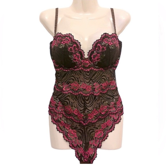 Josie Natori Lace Teddy Bodysuit Lingerie - Picture 1 of 8